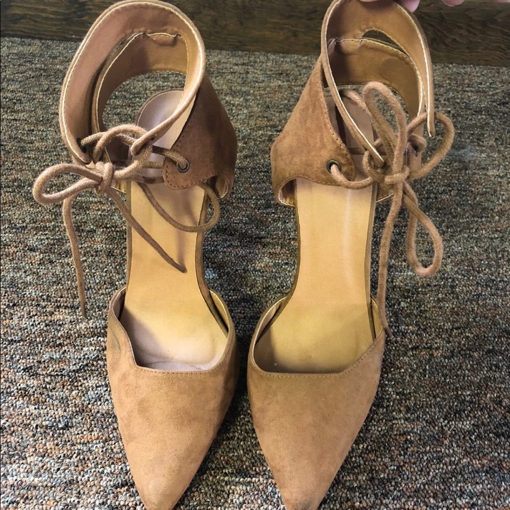 Taupe high heel pumps